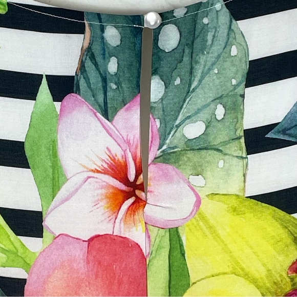 CARTISE White & Black Stripe Floral Sleeveless High Low Dress NWT - Picture 9 of 16